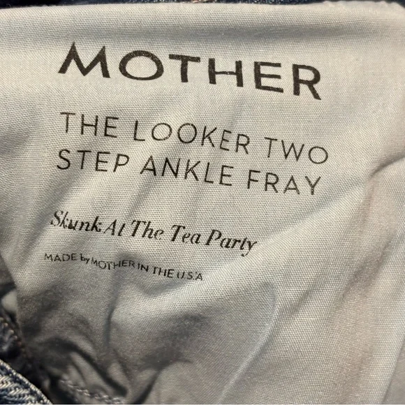 MOTHER The Looker Two Step Ankle Fray Jeans Skunk at the Tea Party sz 30 HEMMED - Picture 9 of 16
